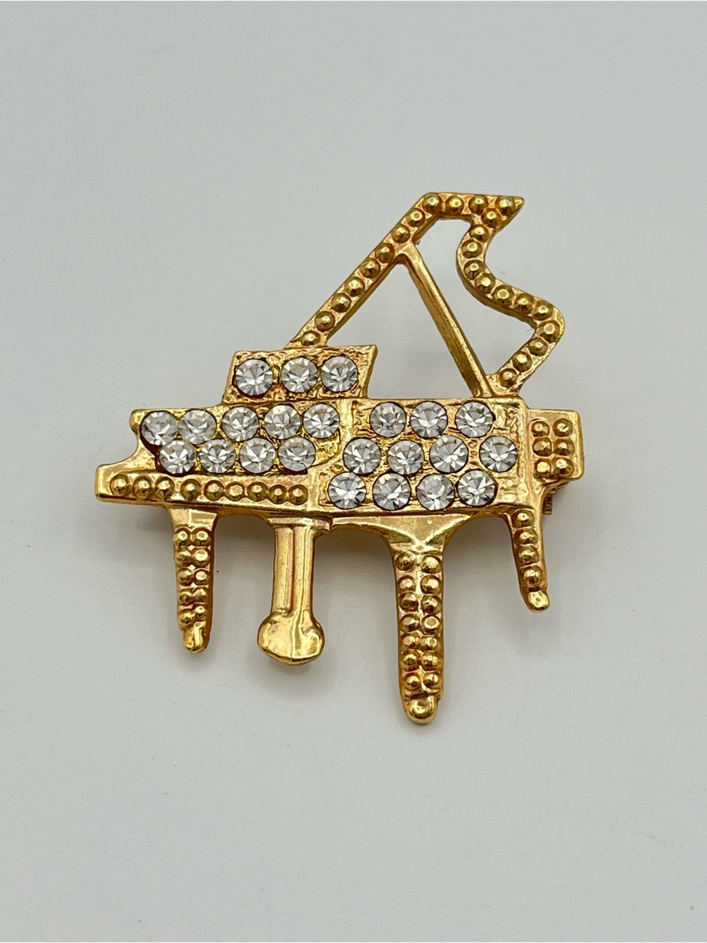 Vintage Rhinestone Grand Piano Brooch Music Teacher Pianist Recital Gift Pin